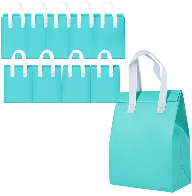 러너즈 예쁜 일회용 손잡이 은박 보온보냉백, 민트, 10개