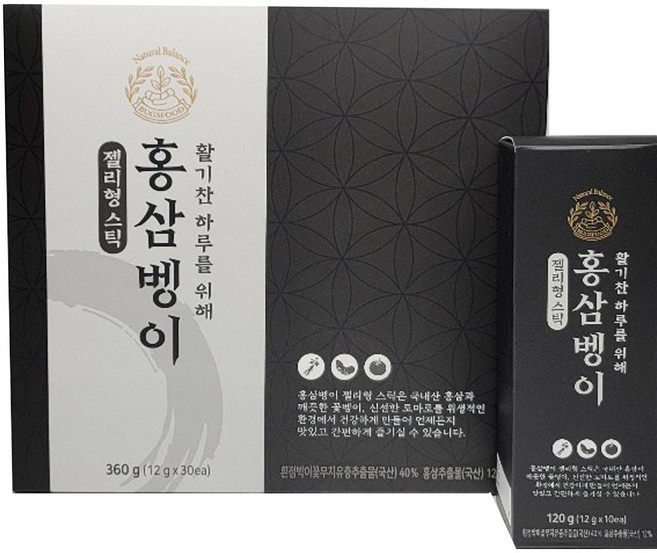 하루한포 홍삼벵이 젤리스틱 12g x 30EA 블랙, 1개