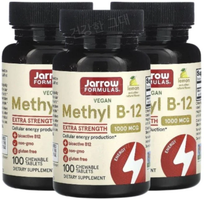 Jarrow Formulas 재로우 메틸 비타민 B12 1000mcg 레몬 츄어블, 3개, 100정 - 쿠팡