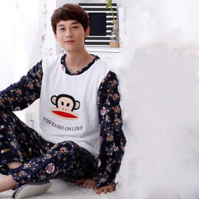 해피유통 파자마 남자용 추동 기모 도톰 실내복 세트 CLY