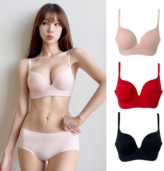 슬로우달링 데일리 푸딩브라 3cm 노와이어 여성 브라팬티 속옷세트