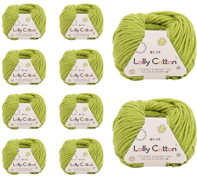 [앵콜스] (10볼묶음)롤리코튼 Lolly Cotton 5ply (80색의 고급코마코튼 소품인형실), 68 잔디 (**10볼묶음), 1개