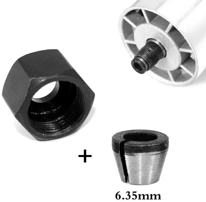 아이베란다 트리머 부속 콜릿 척 너트 샹크 규격 변경 키트, 1개, 너트6.35mm+호환척