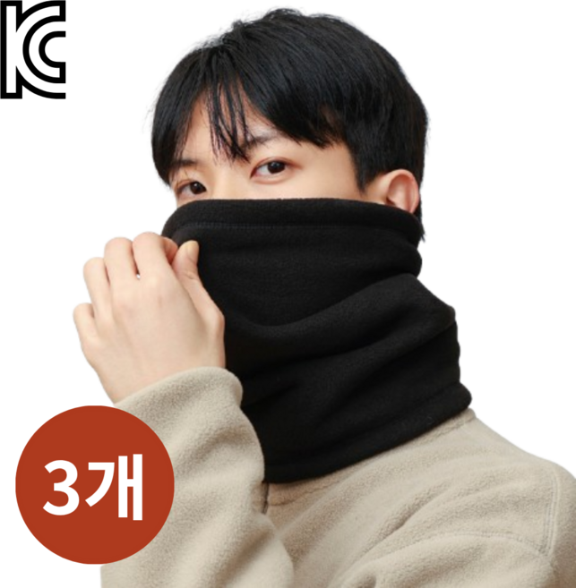 모어나인 겨울 방한 기모 남여공용 스포츠 작업 넥워머 목토시, 3개입, 블랙