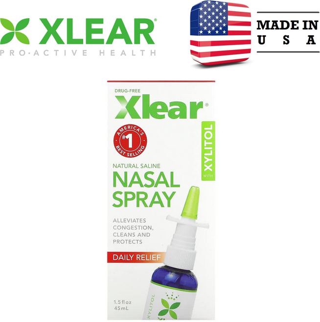Xlear 자일리톨 함유 식염수 코 스프레이 45ml (1.5fl oz), 1개, 0.045l