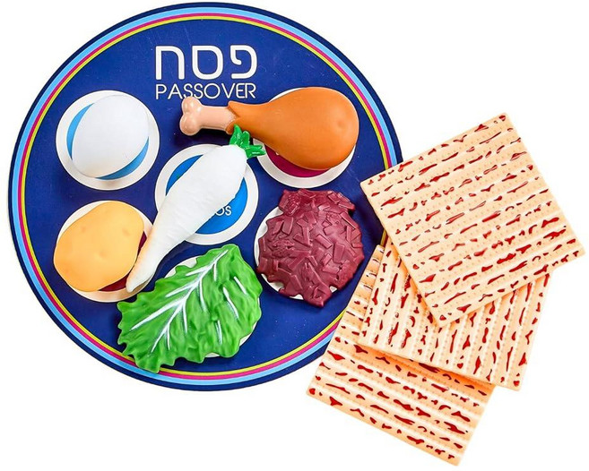 Rite Lite 유월절 비닐 세더 접시 음식 놀이 세트 페사흐 유대인 휴일 파티 선물 Matzah 테이블 장식! 교육적이고 사랑스러운 유대교 선물!, Vinyl Seder Food Set