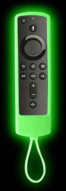FireStick 스트리밍 미디어 장치용 어두운 실리콘 원격 커버의 빛 | 파이어스틱TV 4k+ 2021 화재 4K 최대, 01 크기 설명은 아래를 참조하세요., 02 녹색