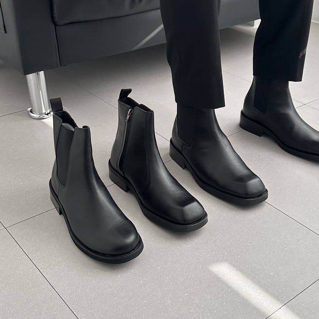 (3type)남자 키높이 국내 수제 공정 가죽 무광 첼시부츠