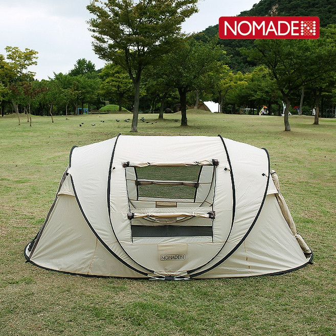 노마드 캠핑 차박 휴대용 원터치 팝업 텐트 디럭스(2XL) 아이보리 N-7886, 디럭스 아이보리2XL