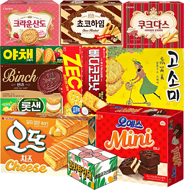 사무실 과자세트 11종 간식 모음, 1세트, A세트 오뜨 오예스미니 고소미 빈츠 크라운산도 외