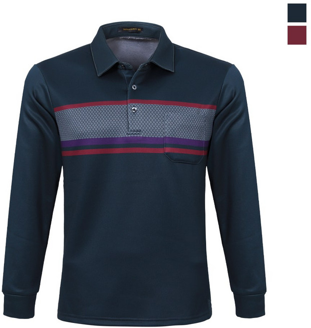 제로다몰 남성 캐주얼 빅사이즈 기모 카라티셔츠 남자 긴소매 스판 겨울티셔츠