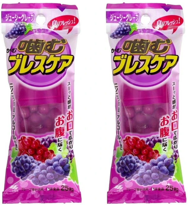 고바야시 씹어먹는 브레스 케어 쥬시 그레이프 25정, 2개 - 쿠팡