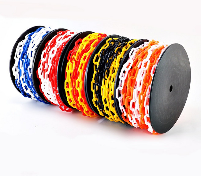 플라스틱체인 M단위판매 가드라인 사슬 주차금지줄 체인고리 안전줄, 형광색, 1개, 4mm