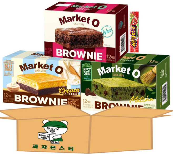 [과자몬스터] 마켓오 브라우니+크림치즈+제주말차+새콤달콤, 1세트, 749g