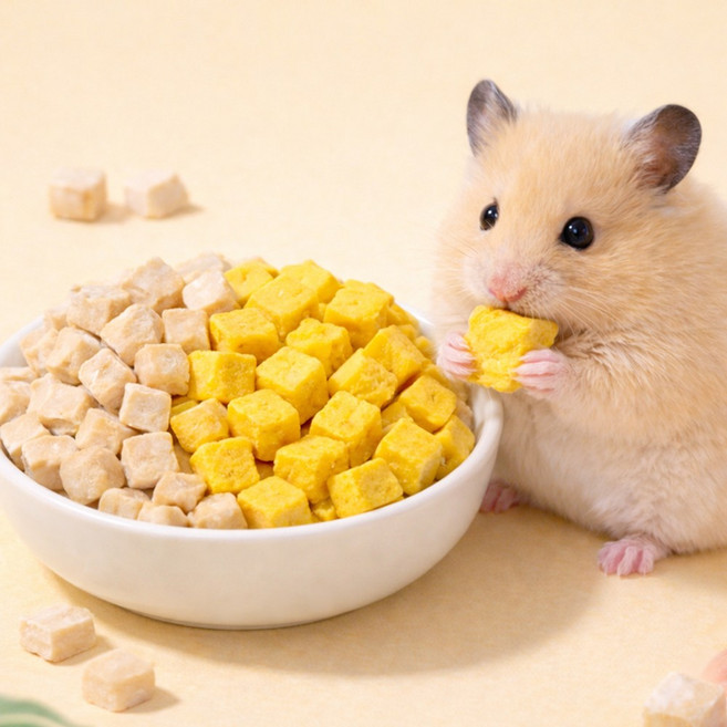 [국내산] 햄스터 동결건조 이갈이 간식 노른자 + 치킨, 30g, 1개