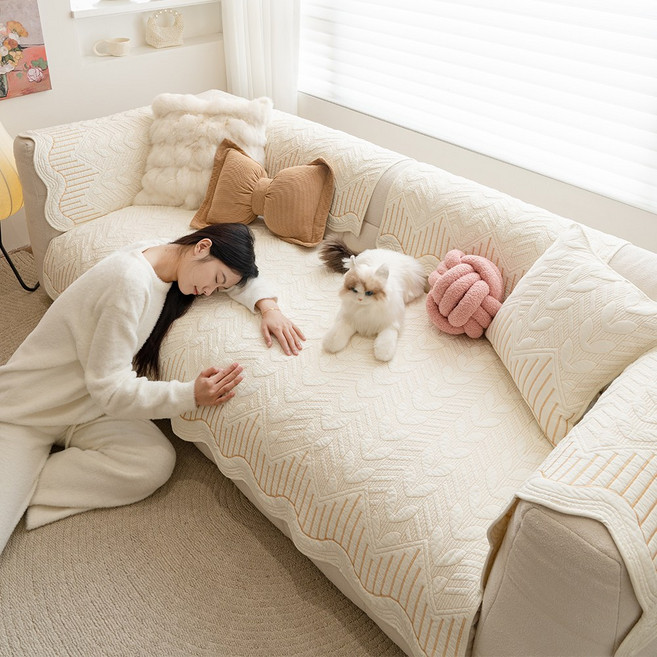 FEIFAN 순면 모던 사계절용 미끄럼방지 퀼팅 4인용 쇼파패드