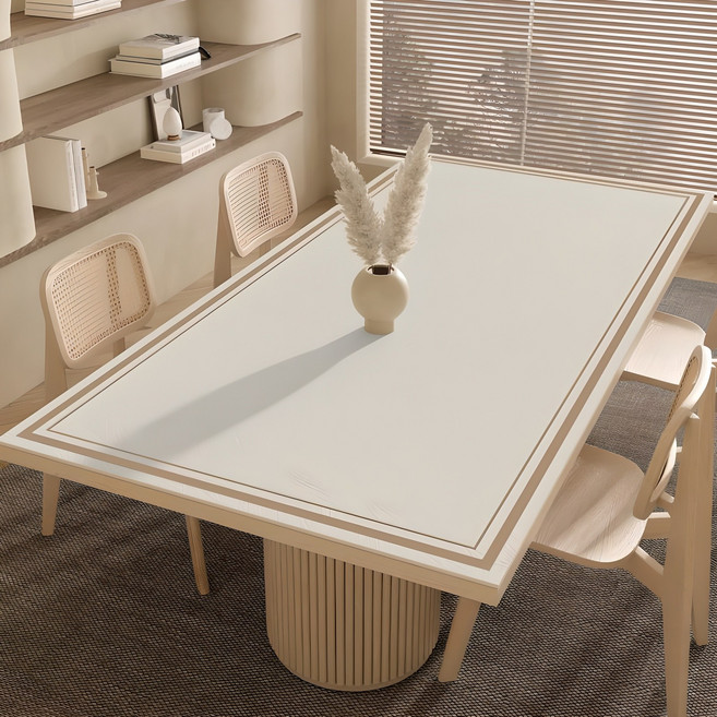 HAROO 방수식탁보 6인용 4인 미니멀리즘 테이블보 매트 식탁매트, 120x60cm, 심플한 연밤색