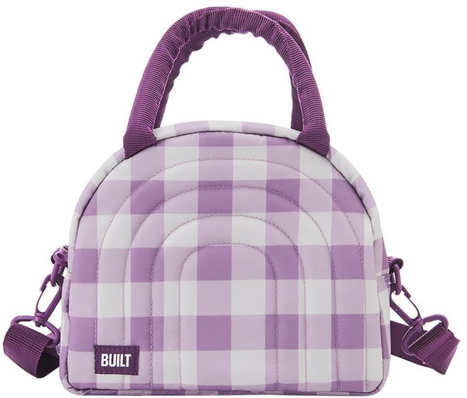 BUILT 멀베리 깅엄 패딩 도시락가방, 퍼플, 1개