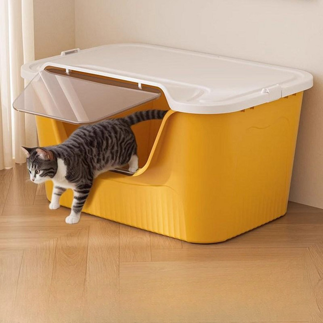 고양이 화장실 대용량 80CM뚜껑형 탈취 방수방진 방취 특대형 68cm 뚜껑 + A, 중형 44cm 뚜껑 없음 15.0kg이하 B