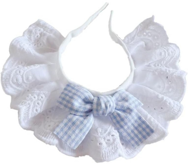 애완동물 순면 레이스 나비넥타이 목걸이 강아지 고양이 귀여운 장식 턱받이, 1개, 파란색