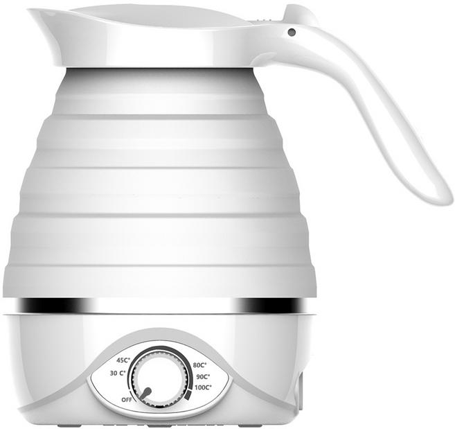 RUN Home 휴대용 실리콘 접이식 전기포트 캠핑 여행용, 화이트