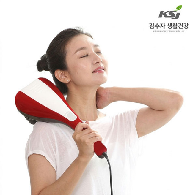 김수자 듀얼팡팡 2구 핸드안마기 어깨 목 등 전동 가정용 마사지기, 그레이, KSM-3001