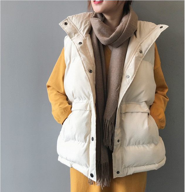 COSYEVNO 여성 패딩 조끼 겨울 스타일리쉬한 루즈핏 캐주얼 심플 기모 탑 tzk-2