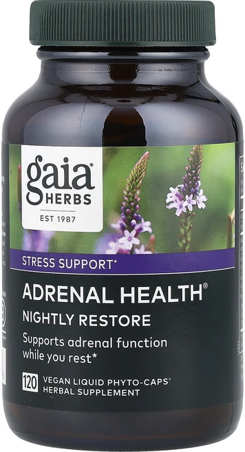 몸관리하세요 겨울입니다 Gaia Herbs Adrenal Health® 나이틀리 리스토어 비건 액상 Phyto-Caps 120정 특별관리진행, GaiaHerbsAdrenalHealth나이틀리리스토어, 1개 - 쿠팡