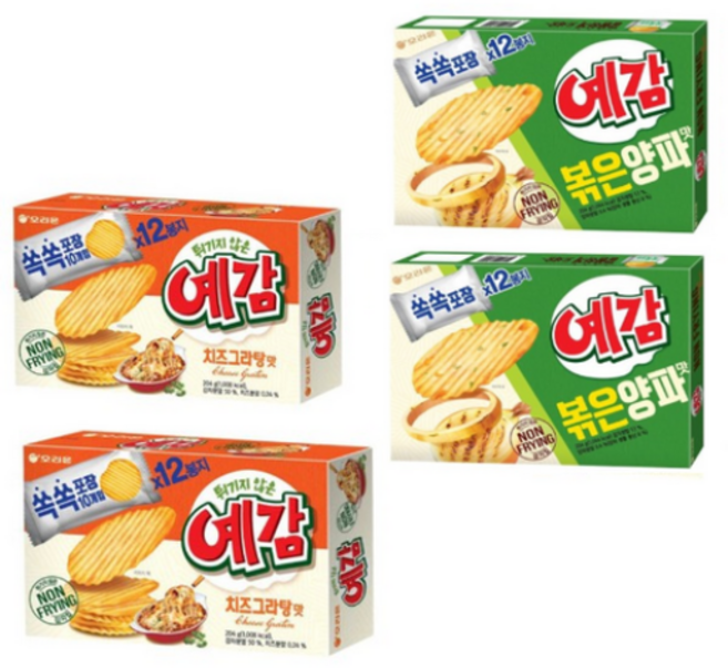 오리온 예감 치즈그라탕 204gx2개+볶음양파맛 204gx2개[총4개], 4세트, 204g