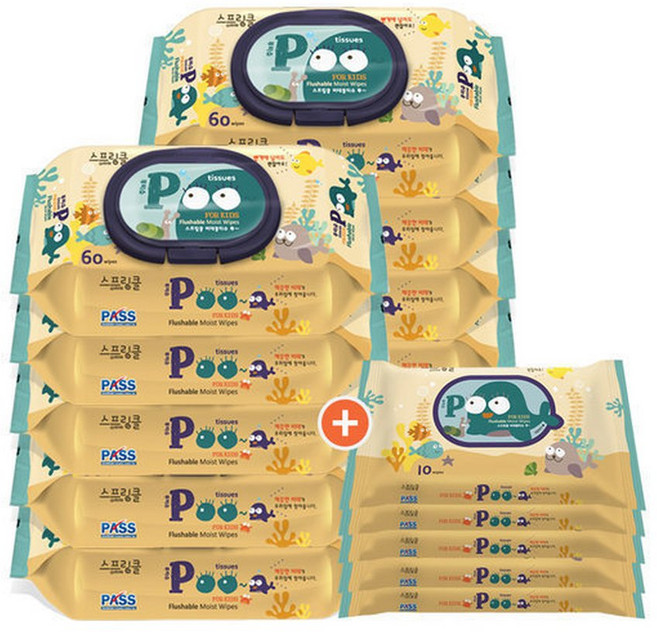 스프링클 비데물티슈 푸티슈, 1g, 60매, 1개