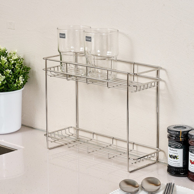 모던하우스 마이키친 스텐 2단 선반 일체형 31x11x24-KO0325009, 1개, 단품