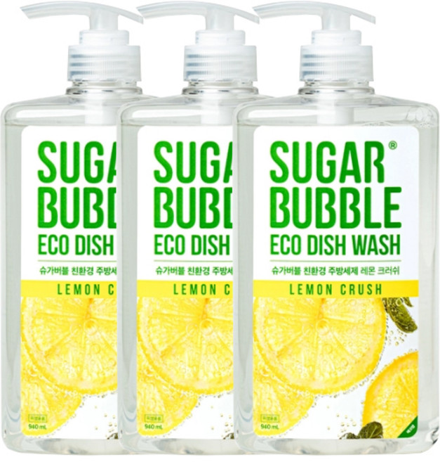 슈가버블 친환경 에코 주방세제 레몬크러쉬 940ml x3, 3개