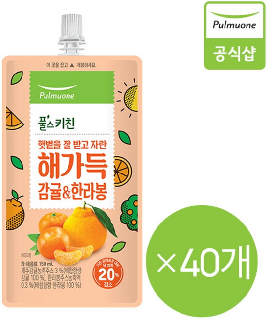 풀무원 해가득 감귤한라봉 주스 (150mlX40EA), 150ml