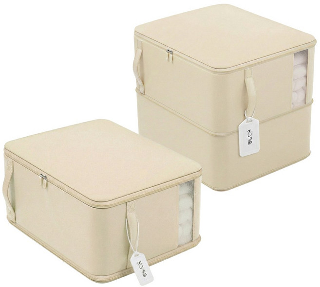 공간키움 숨쉬는 에어메쉬 이불 압축파우치, 샌드베이지, 2개