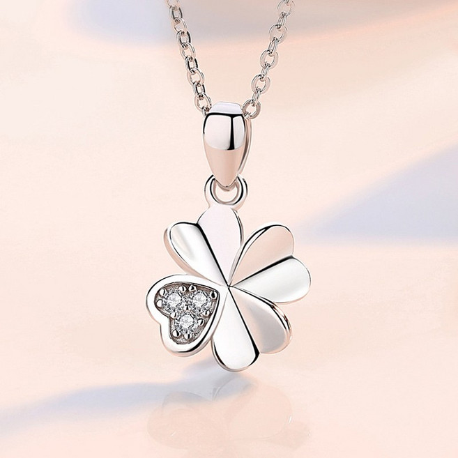 999 실버 클로버 여성 목걸이 행운펜던트 여성 은목걸이 순은999 선물추천 사이즈 조절 가능