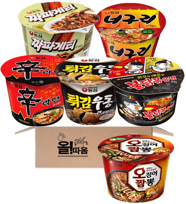 농심 큰컵라면 기획 신라면+불닭+오짬+너구리+짜파게티+튀김우동 각 1개씩