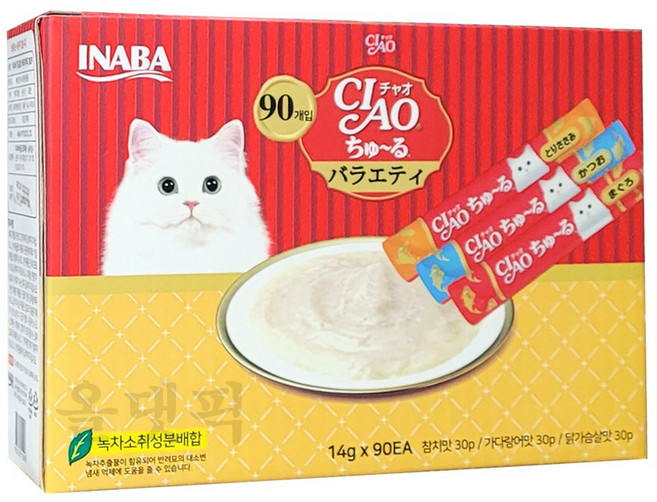 챠오츄르 대용량 90P 코스트코 고양이 츄르 간식 버라이어티 반려묘 차오추르 90P, 혼합맛(참치/가다랑어/닭가슴살), 14g, 90개