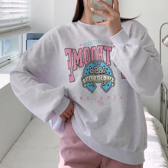 여성 봄 여름 긴팔 오버핏 박시한 맨투맨