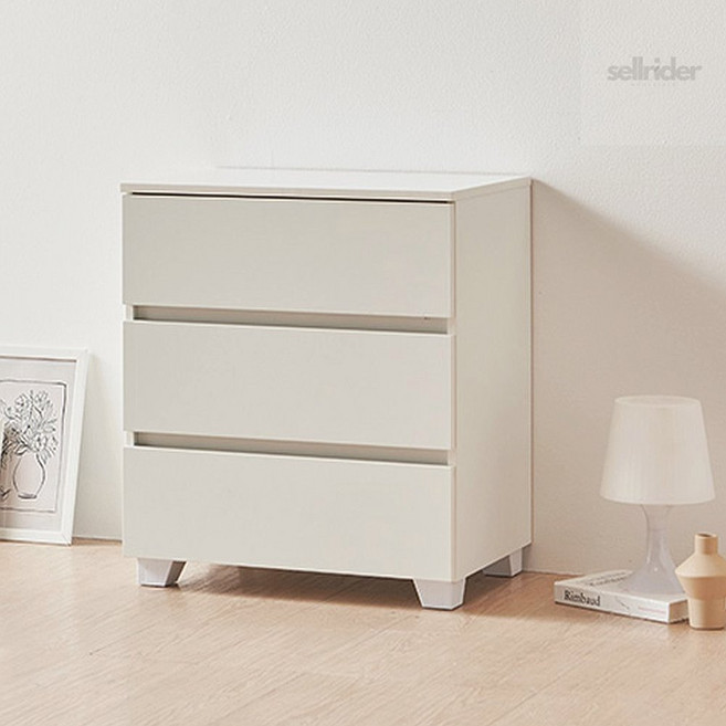 3단 서랍 협탁 600 쇼파서랍협탁, 착불-오크화이트