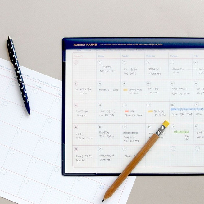 먼슬리 데스크패드 A4 만년형 월간, 02 레드