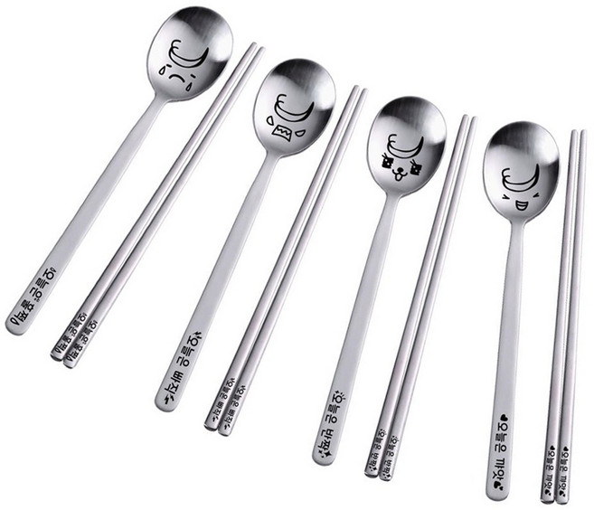 라온누리 이모티콘 올스텐 수저세트 4벌 반짝 + 꺄앗 + 빠직 + 훌쩍, 1개