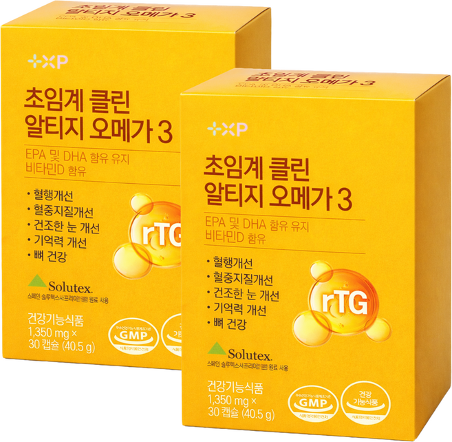 혈행 혈중지질 건조한 눈 기억력 개선 하루 에 1알 먹기 좋은 초임계 알티지 오메가3 알약 영양제, 2박스, 30정