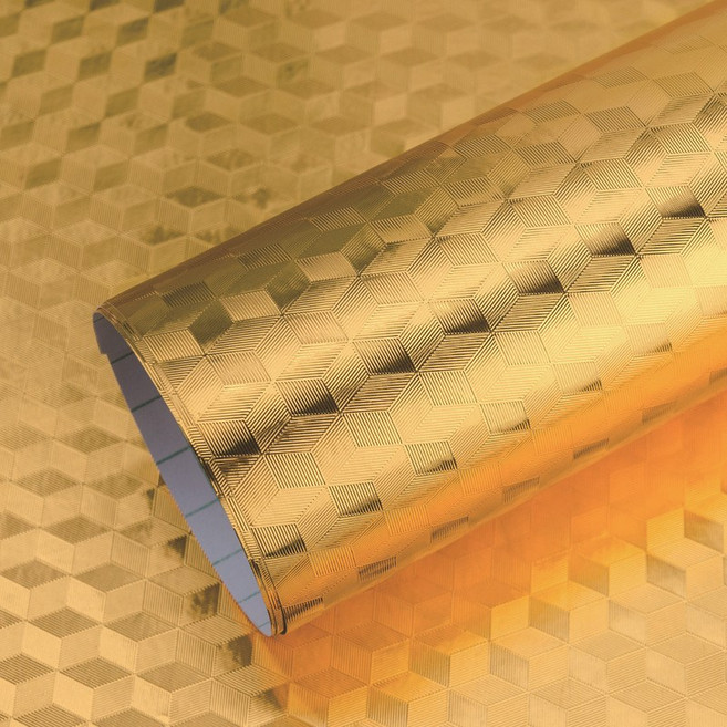 단열시트지 자기 접착 주방 방수 스티커 고온 및 오일 증거 스티커 두껍게 캐비닛 방습 알루미늄 호일, 폭 0.4mx길이 5m/롤, K001-3DG-B(막)금색 육각형
