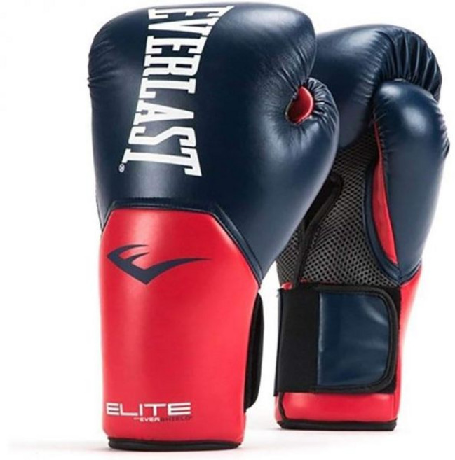 스파링 헤비백 미트 워크를 위한 에버라스트 프로 스타일 엘리트 운동 트레이닝 복싱 글러브, Blue/Red, 14 oz, 1개