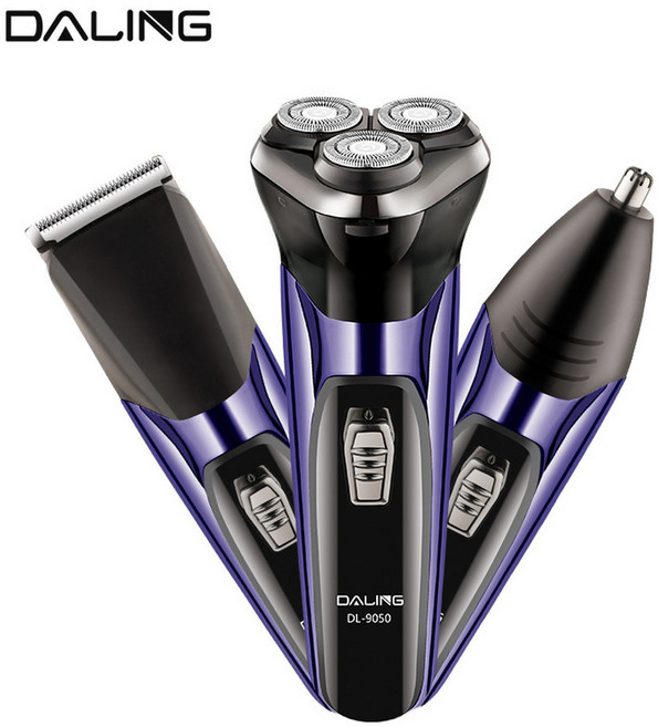 DALING 三刀頭電動刮鬍刀 USB充電式 男士理容, 1個, DL - 9050紫色
