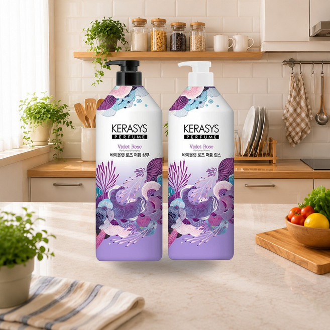 케라시스 퍼퓸 바이올렛 로즈 샴푸 1L 1개 + 린스 1L 1개, 1세트