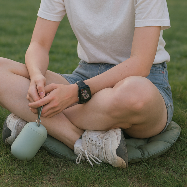 나만의페이지 공기주입 에어방석 초경량 휴대용 방석, 그린
