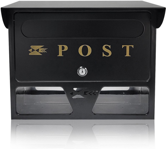 벽걸이 주택 우체통 - 지붕형 우편함 블랙 (검은색), 지붕형 우편함(검은색), POST