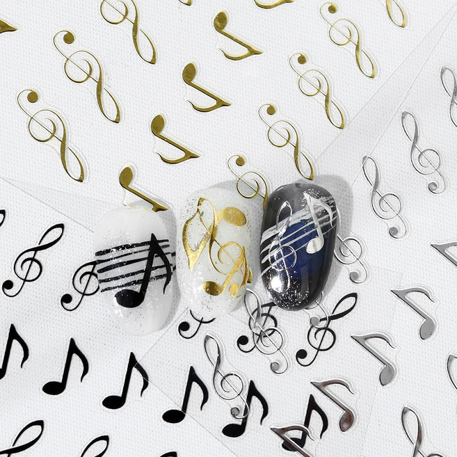 백억언니 음표 높은음자리 네일스티커, 1개, 블랙 (698)