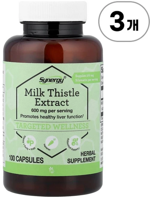 비타코스트 시너지 밀크씨슬 추출물 300mg Vitacost Synergy® Milk Thistle Extract 300 mg 100정, 3개 - 쿠팡